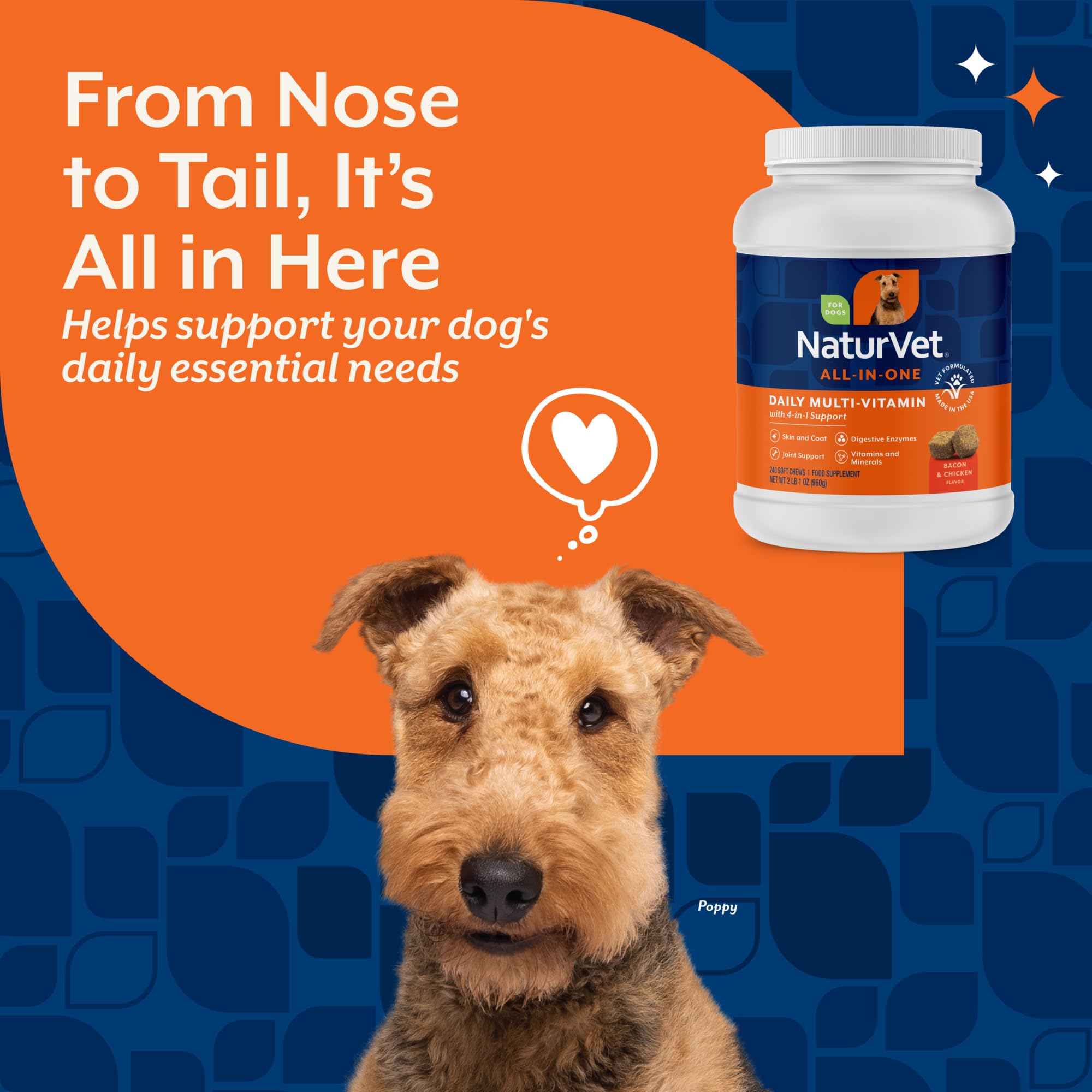 NaturVet All-in-One dog supplement digestion enzymes support nutrient absorption.