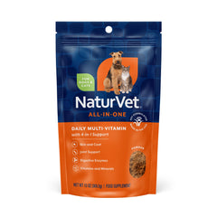 NaturVet All-in-One dog supplement bottle promotes joint support and mobility.