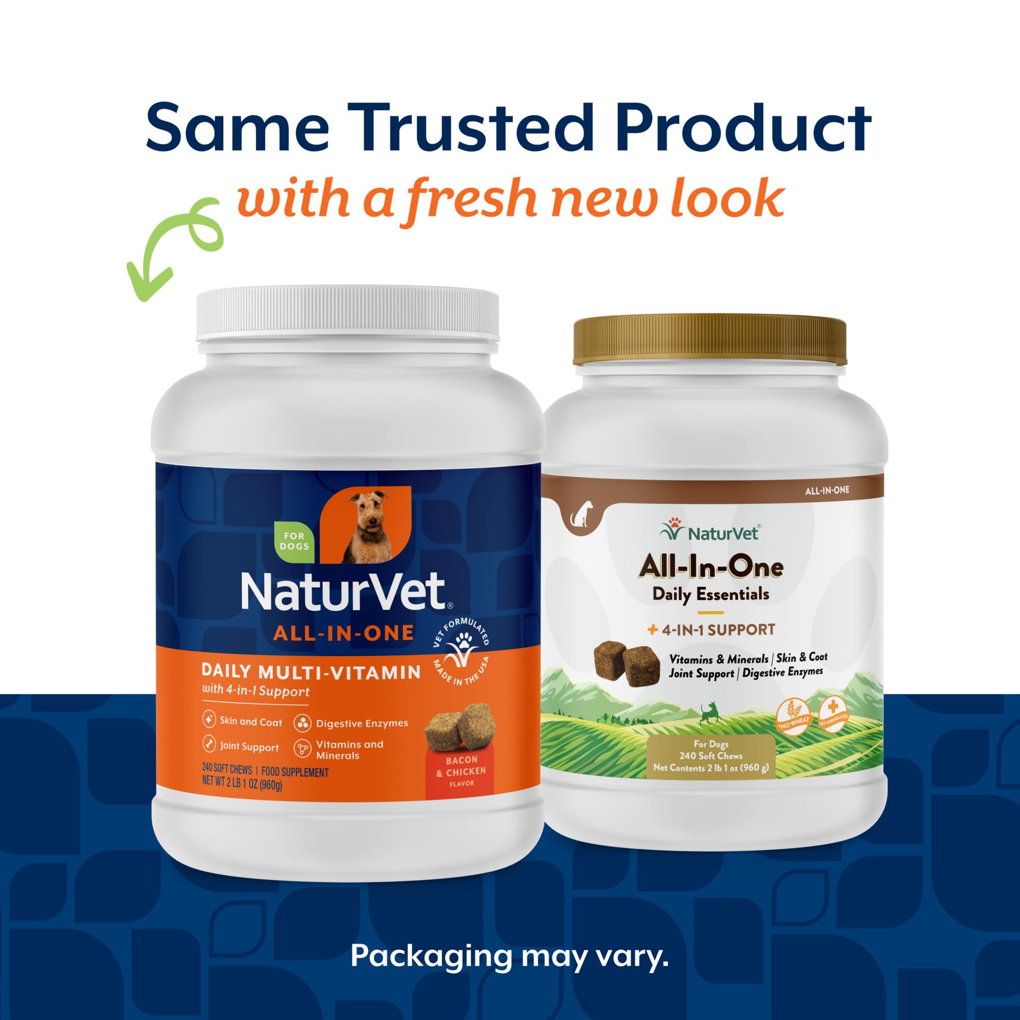 NaturVet All-in-One dog supplement skin and coat focus enhances shine and skin health.