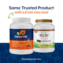 NaturVet All-in-One dog supplement skin and coat focus enhances shine and skin health.