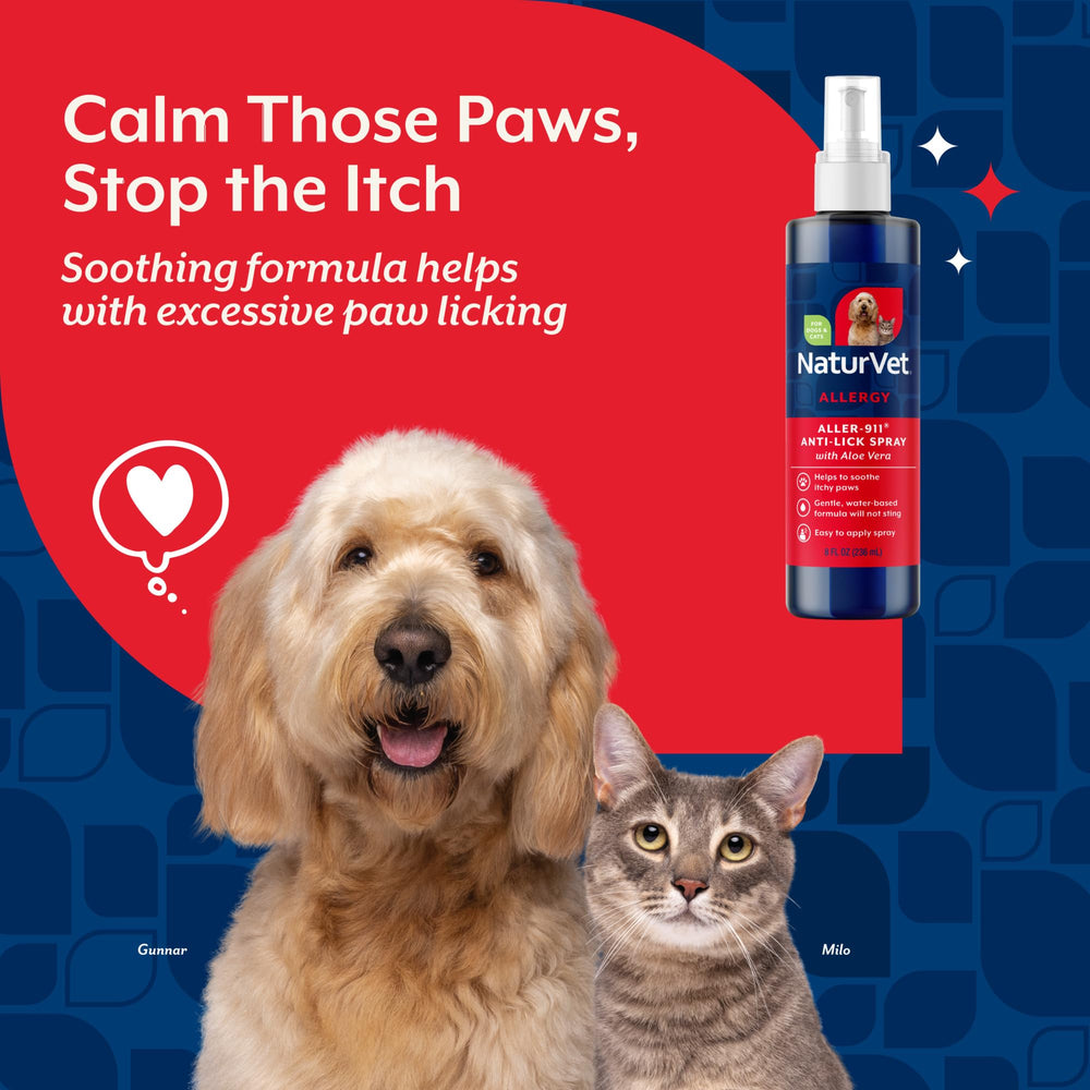 NaturVet Aller-911 usage scene with dogs and cats.