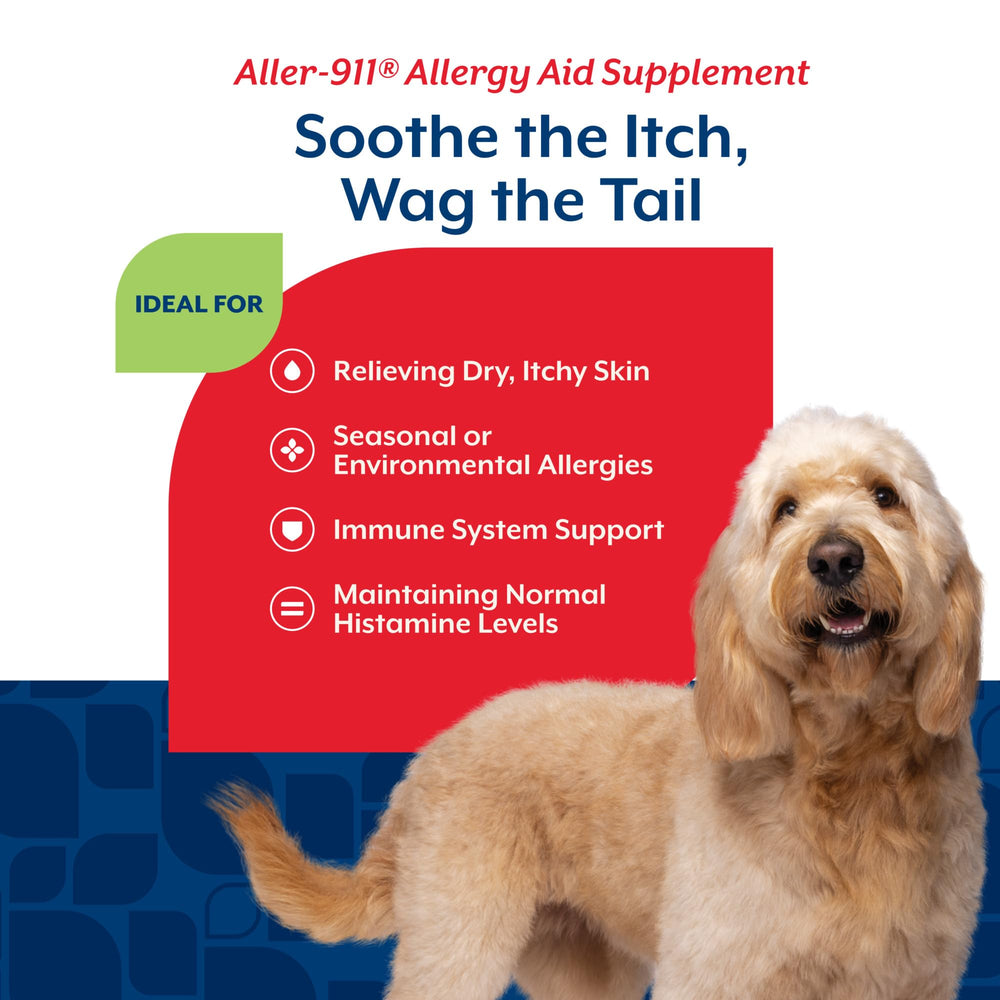 NaturVet Aller-911 omega dha epa ingredients emphasize antioxidant-rich blend for skin and immunity.
