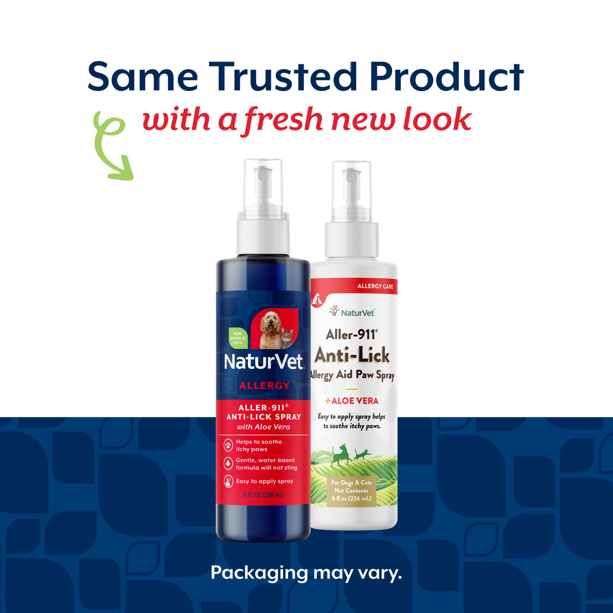NaturVet Aller-911 paw area close-up highlighting aloe vera formula.