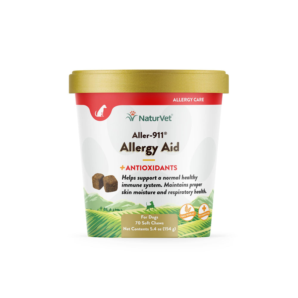 NaturVet Aller-911 bottle front shows omega-rich formula for skin support.