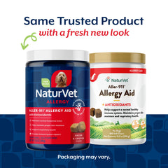 NaturVet Aller-911 soft chews pour highlights easy daily dosing for pets.