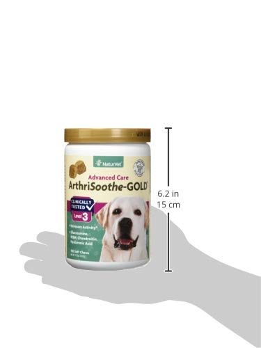NaturVet ArthriSoothe-GOLD Level 3 bottle label showing wheat-free formulation.