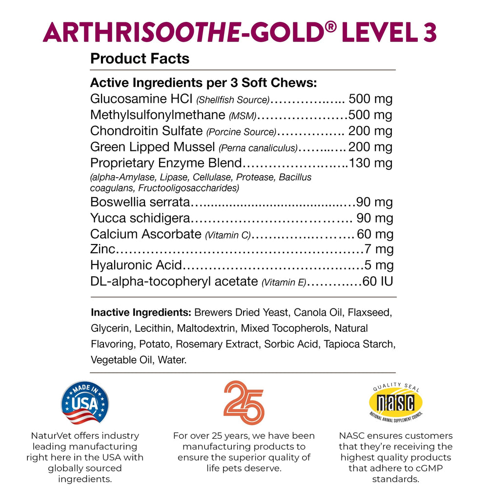 NaturVet ArthriSoothe-Gold Level 3 dog-eating treat-like chews