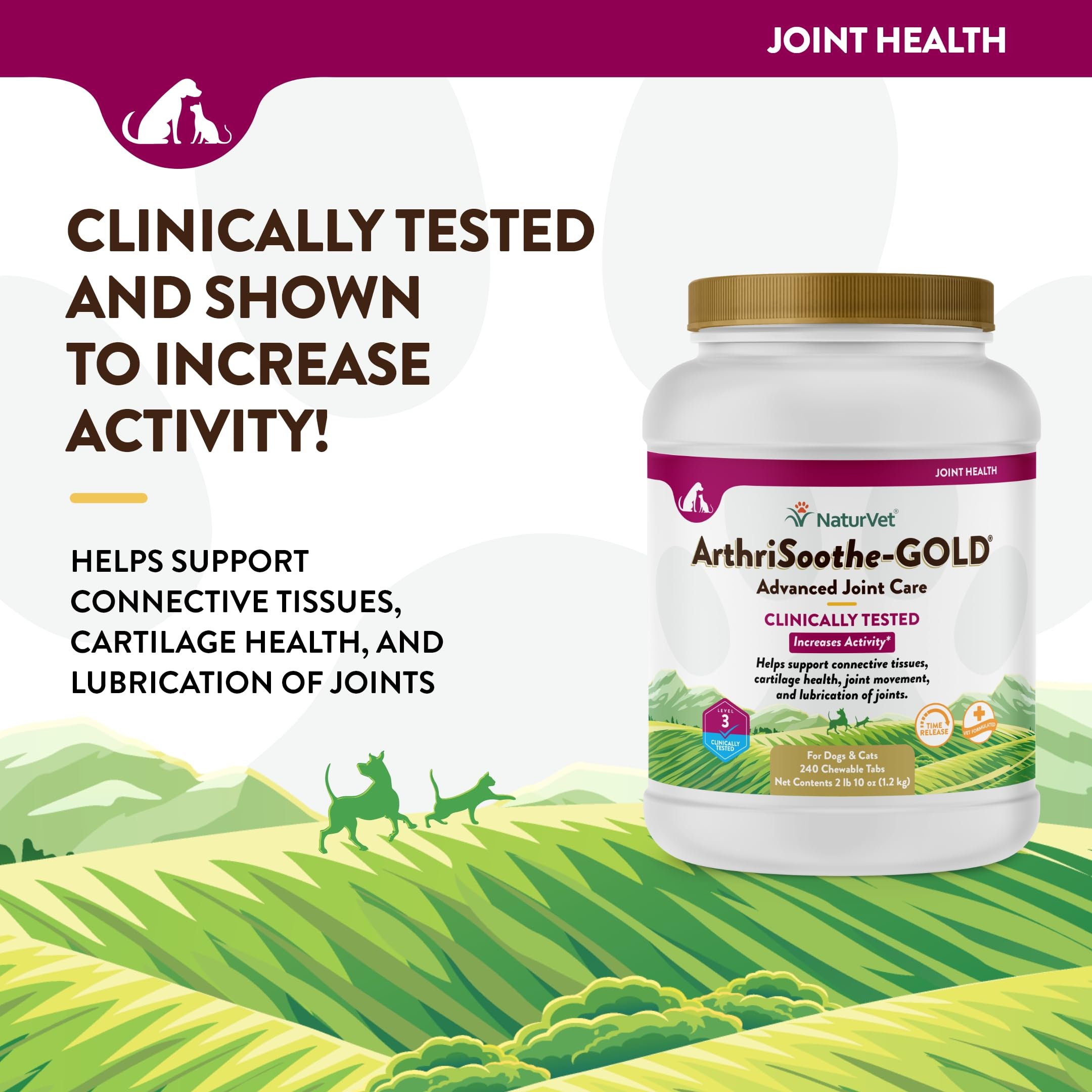NaturVet ArthriSoothe-GOLD Level 3 ingredients blend highlights MSM and glucosamine