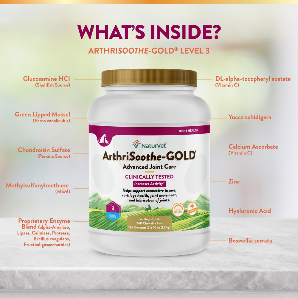 NaturVet ArthriSoothe-GOLD Level 3 wheat-free formula for sensitive pets