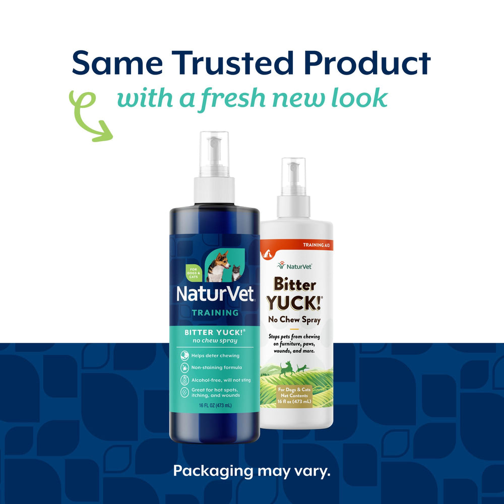 NaturVet Bitter Yuck spray applied to dog's bite area to discourage chewing.