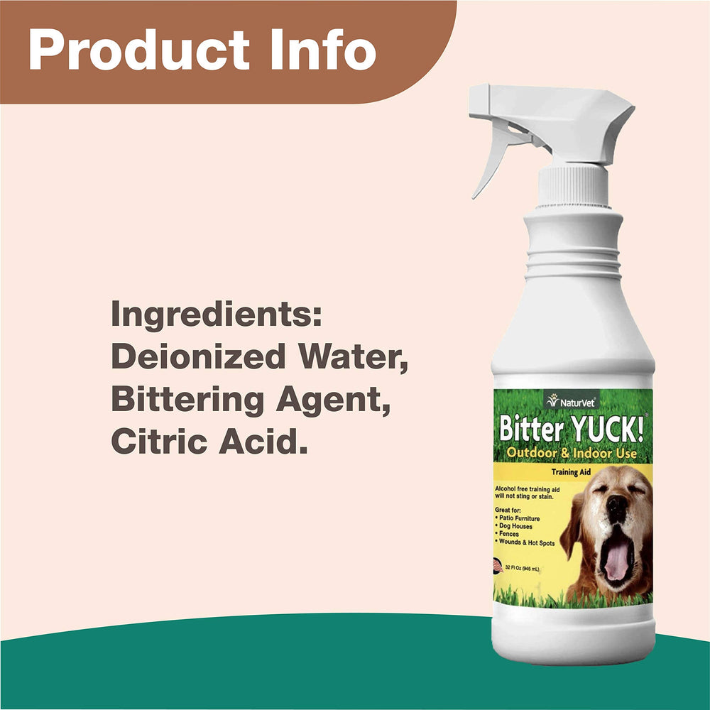 NaturVet Bitter Yuck safe on washable surfaces indoors and outdoors