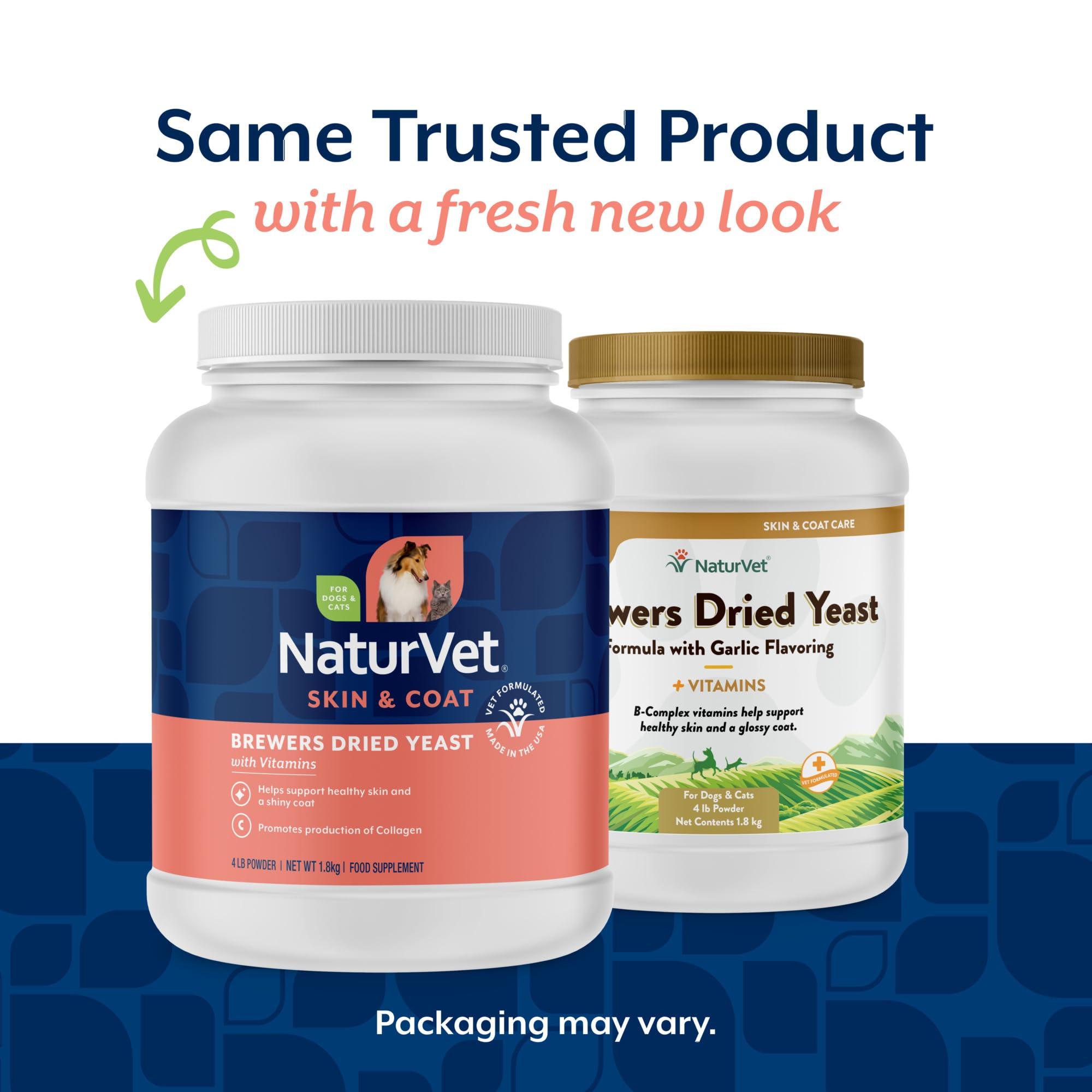 NaturVet Brewers Dried Yeast pour spoon showing easy administration for pets.