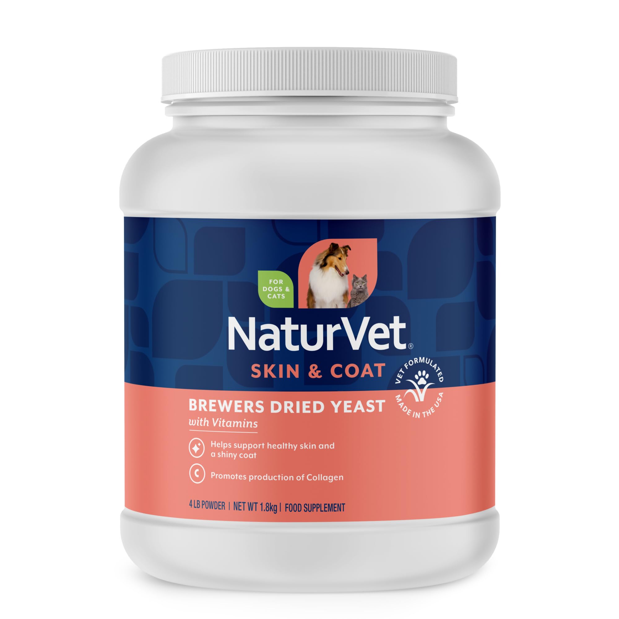 NaturVet Brewers Dried Yeast powder bag for pets supporting a healthy coat and skin.