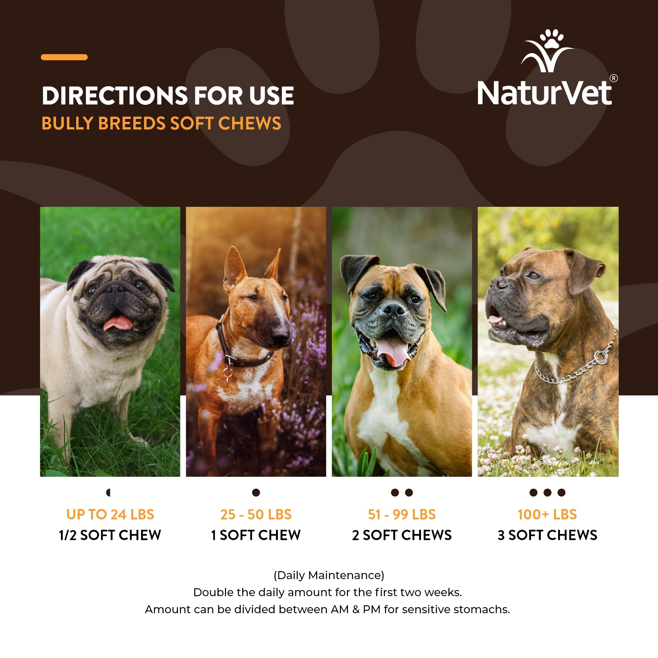 NaturVet Bulldog Breed Supplement omega-3 soft chews aid daily health.