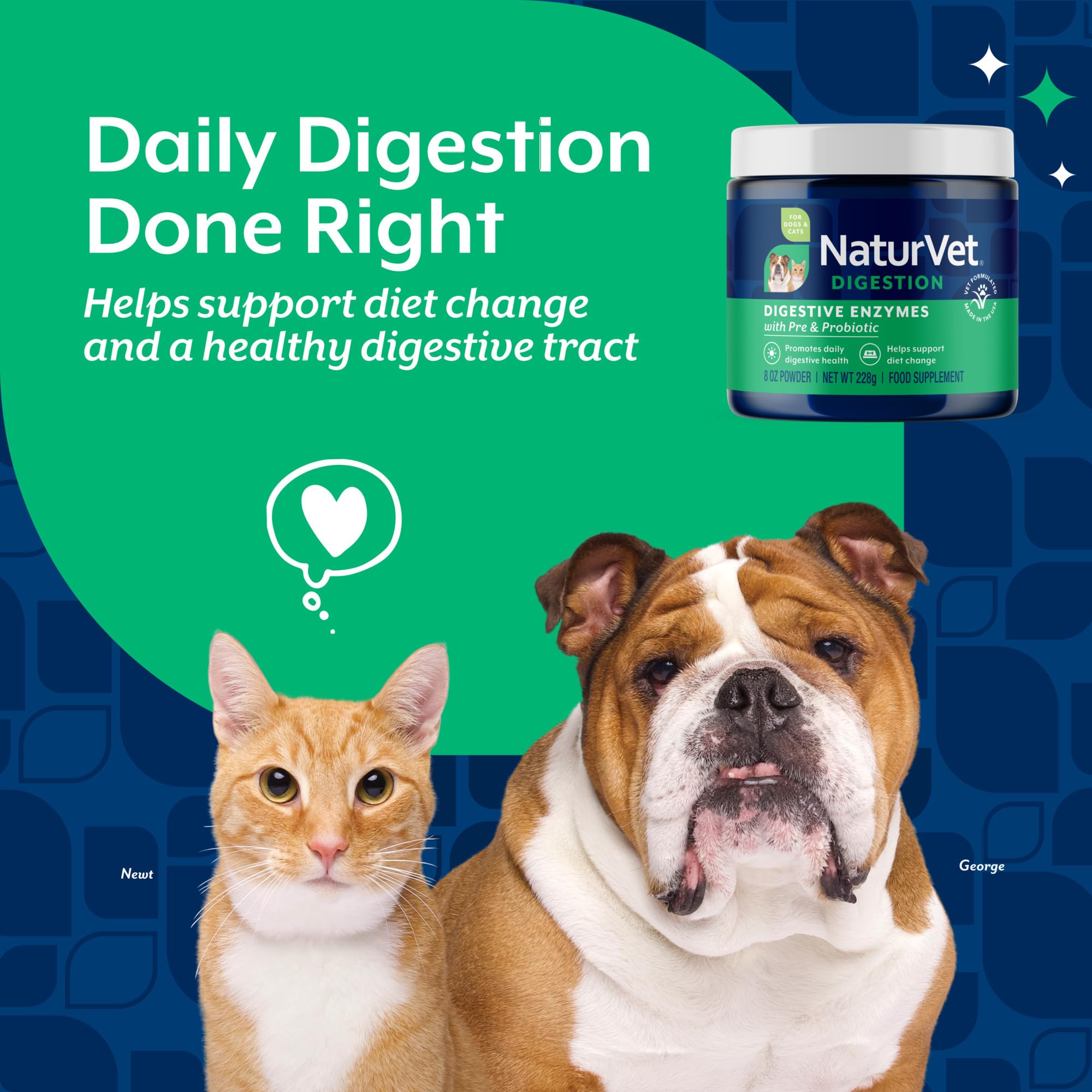 NaturVet digestive enzymes for cats powder-dispense supports convenient, accurate dosing.