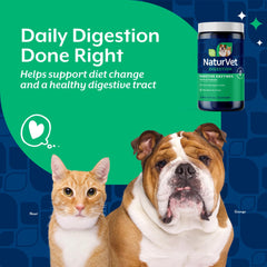 NaturVet Digestive Enzymes label back shows diet transition guidance