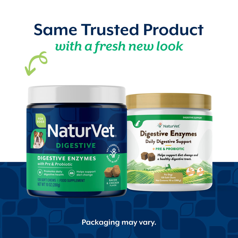 NaturVet label close-up highlights probiotic blend for pets' digestion.