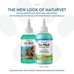 NaturVet ear wash with aloe and baby powder scent used on clean ears.