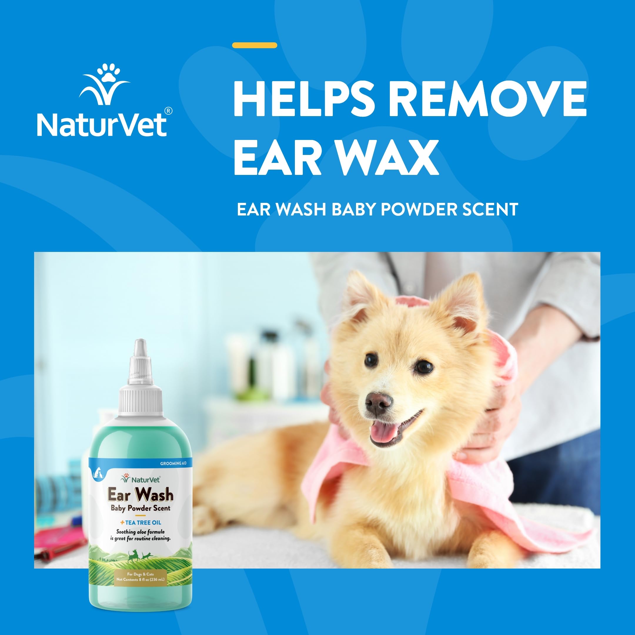 NaturVet ear wash bottle pour cap ready for easy application.