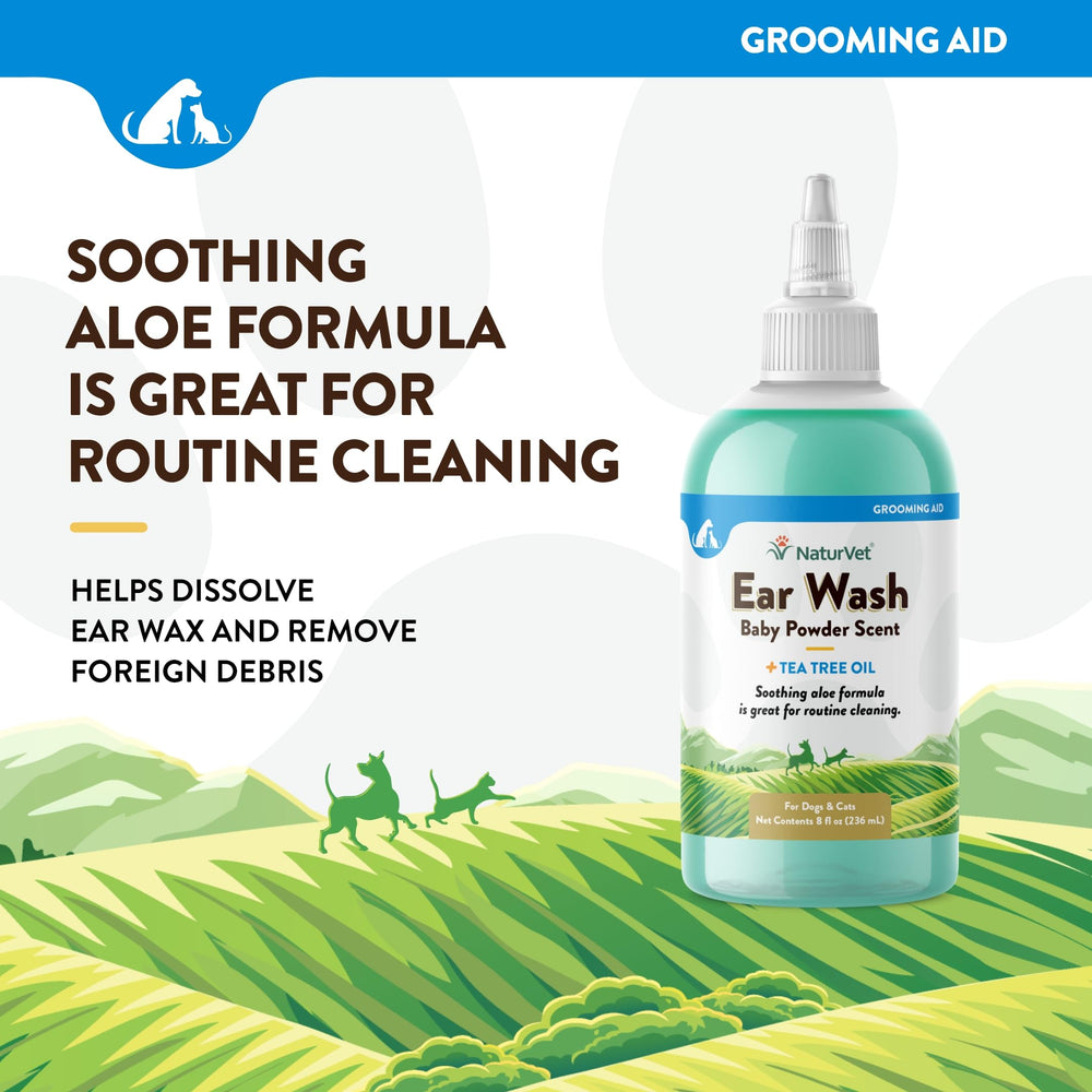 NaturVet ear wash tea tree oil closeup showing soothing formula.