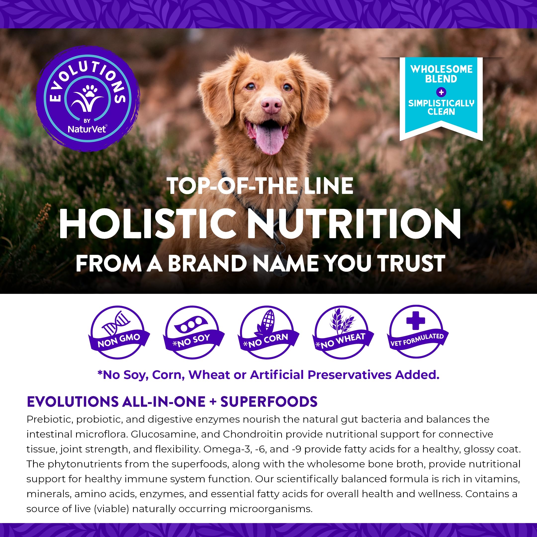 NaturVet Evolutions chews support joints and flexibility with glucosamine and chondroitin.