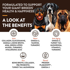 NaturVet Giant Breeds soft chews in container for digestion and coat care.