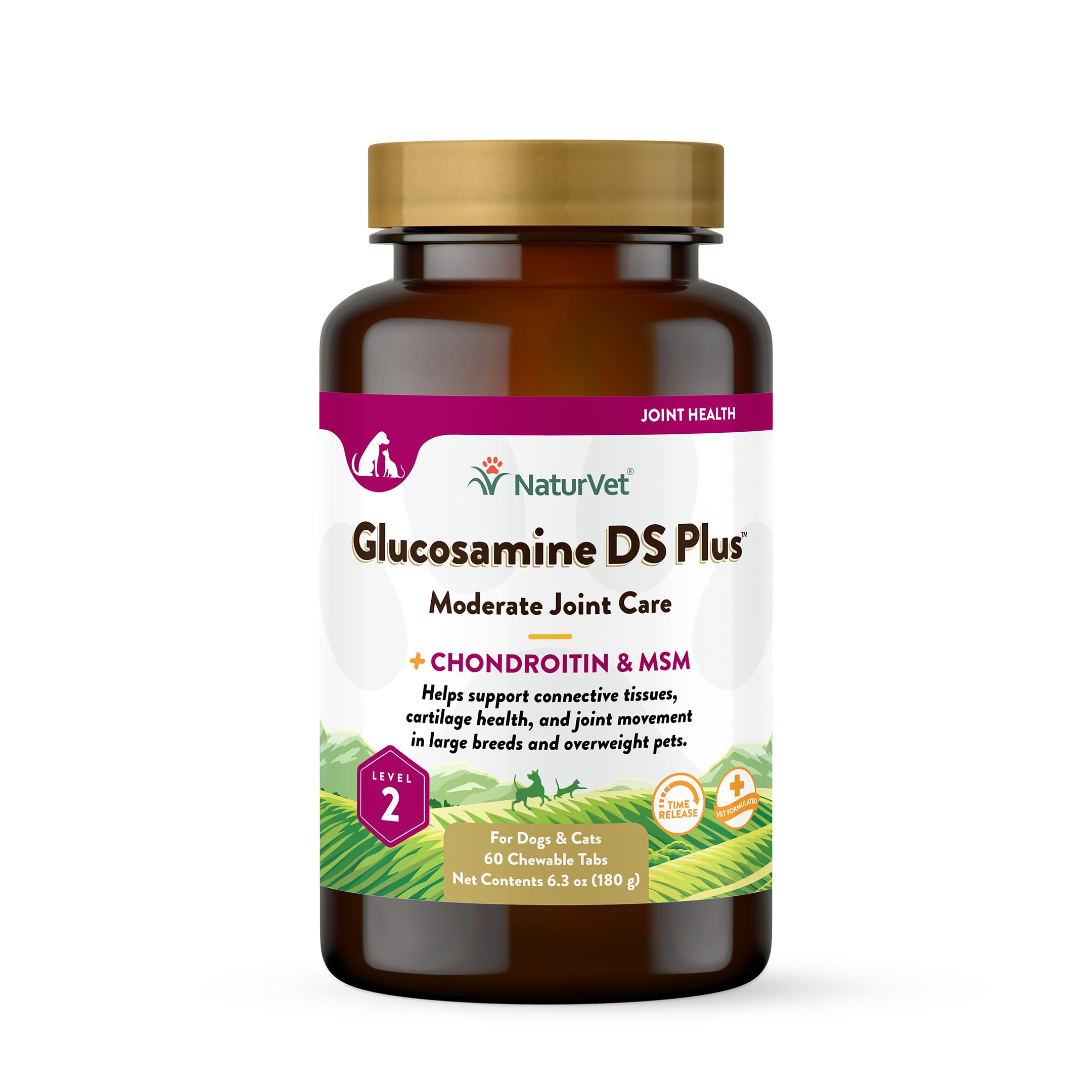 NaturVet Glucosamine DS Plus chewable tablets pack supports joint comfort for dogs and cats.