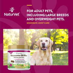 NaturVet ingredient close-up showing MSM, Chondroitin, and Glucosamine for joints.