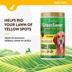 NaturVet GrassSaver closeup showing chew texture for dog-friendly daily use.