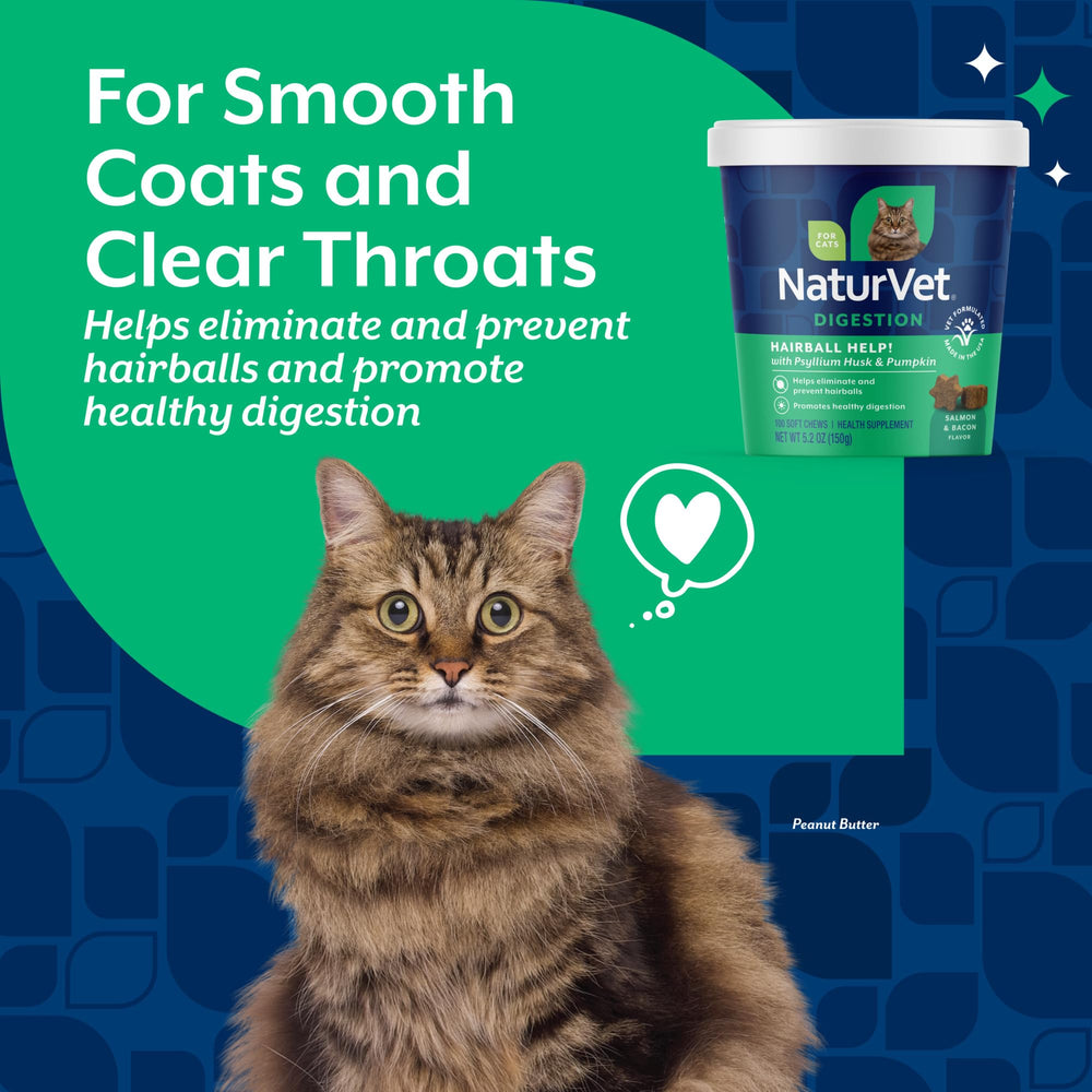 NaturVet Hairball Aid for indoor cats provides digestive support