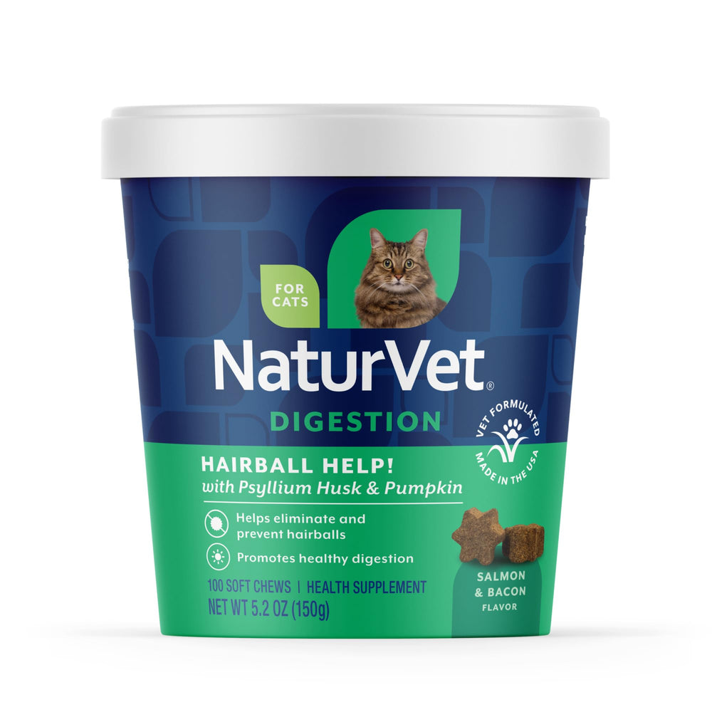 NaturVet Hairball Aid Soft Chews pack ready for daily hairball prevention