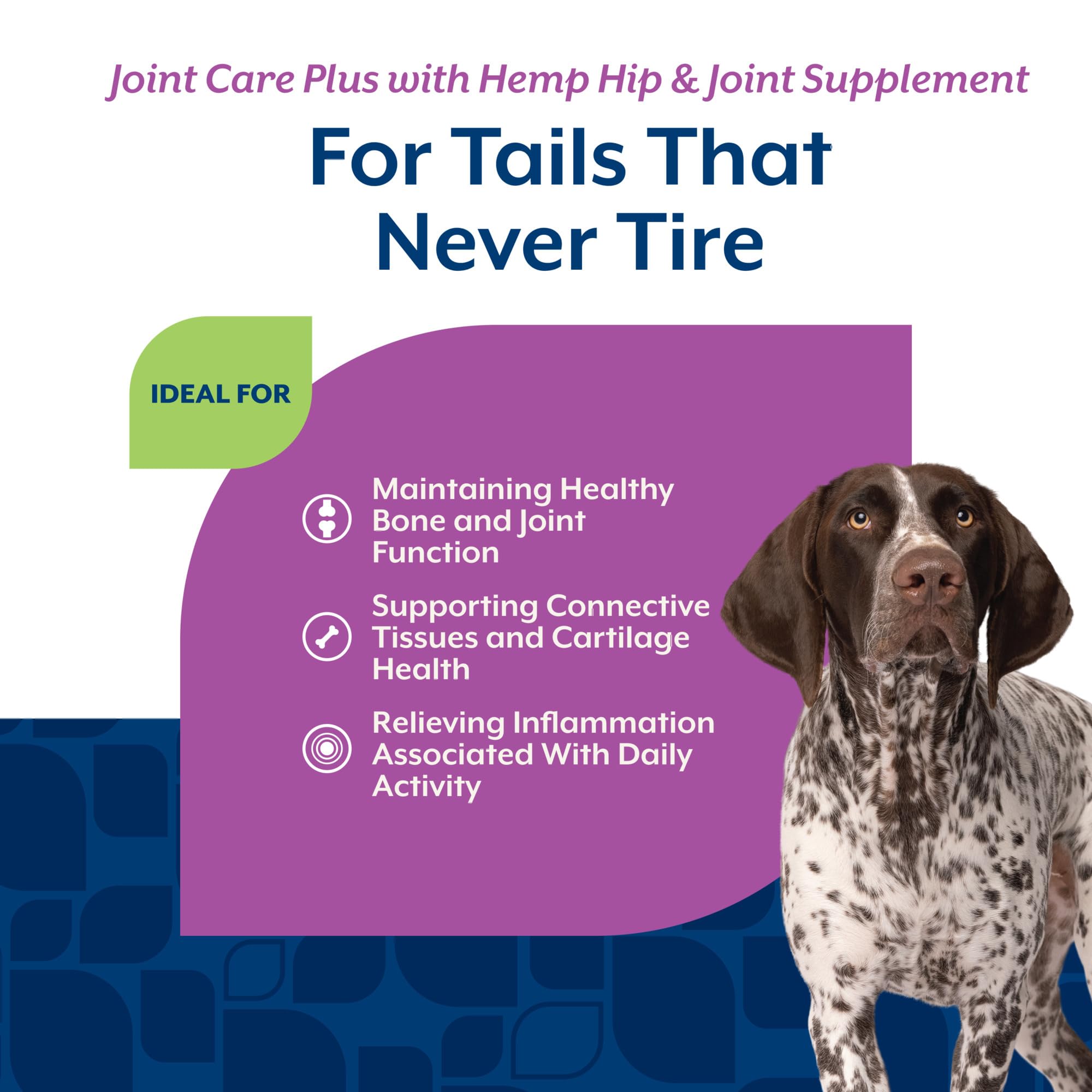 Hemp seed infusion and NaturVet packaging highlighting daily activity use.