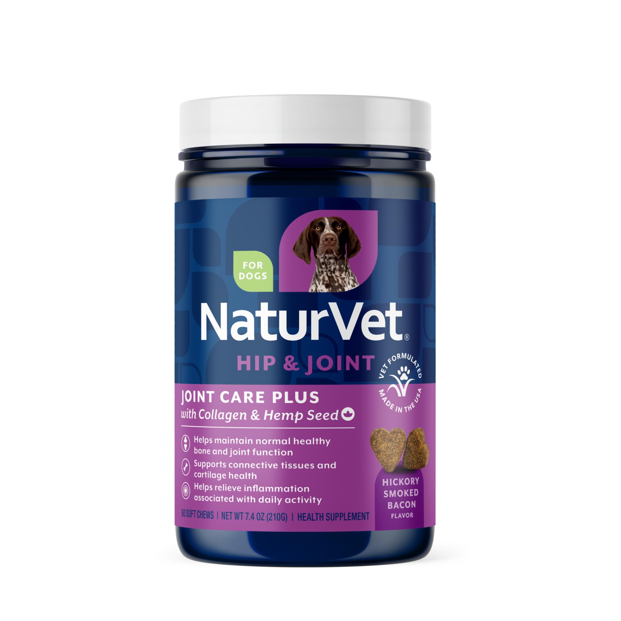 NaturVet Hemp Advanced Joint Health soft chews bottle for dog joint support.