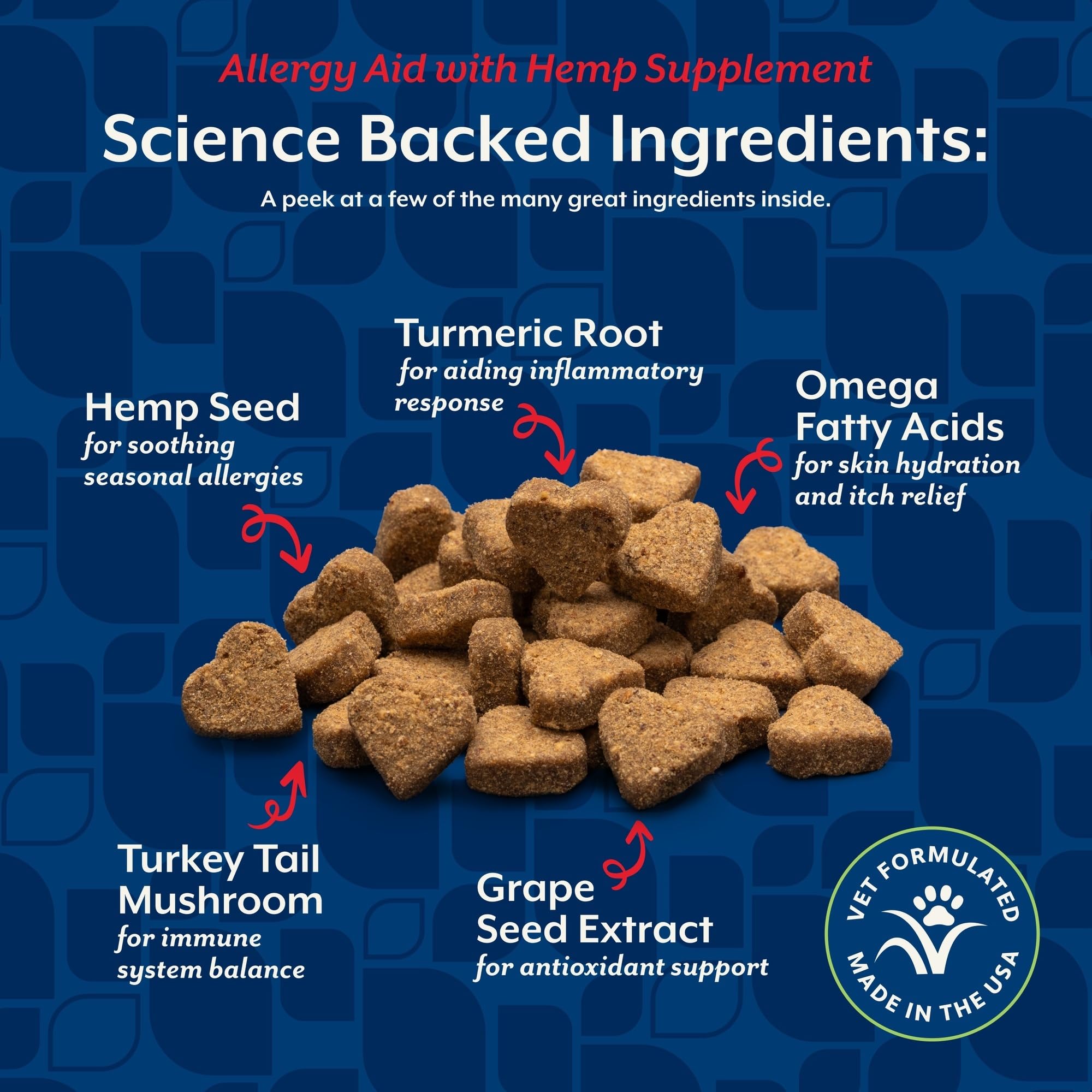 NaturVet Hemp Allergy Aid chews on a dog bowl demonstrate easy daily supplementation.