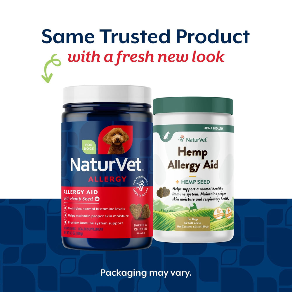 NaturVet Hemp Allergy Aid close-up chews showing texture and palatability for easy dosing.
