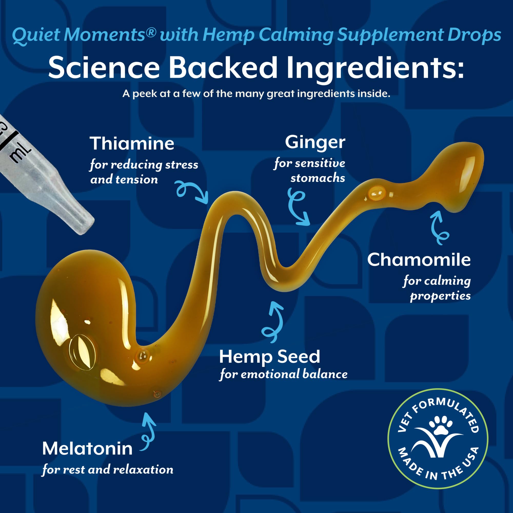 NaturVet Hemp Quiet Moments Drops during storms for pet calm.