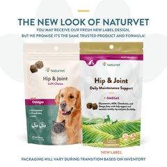 NaturVet hip and joint soft chew bag back with usage directions