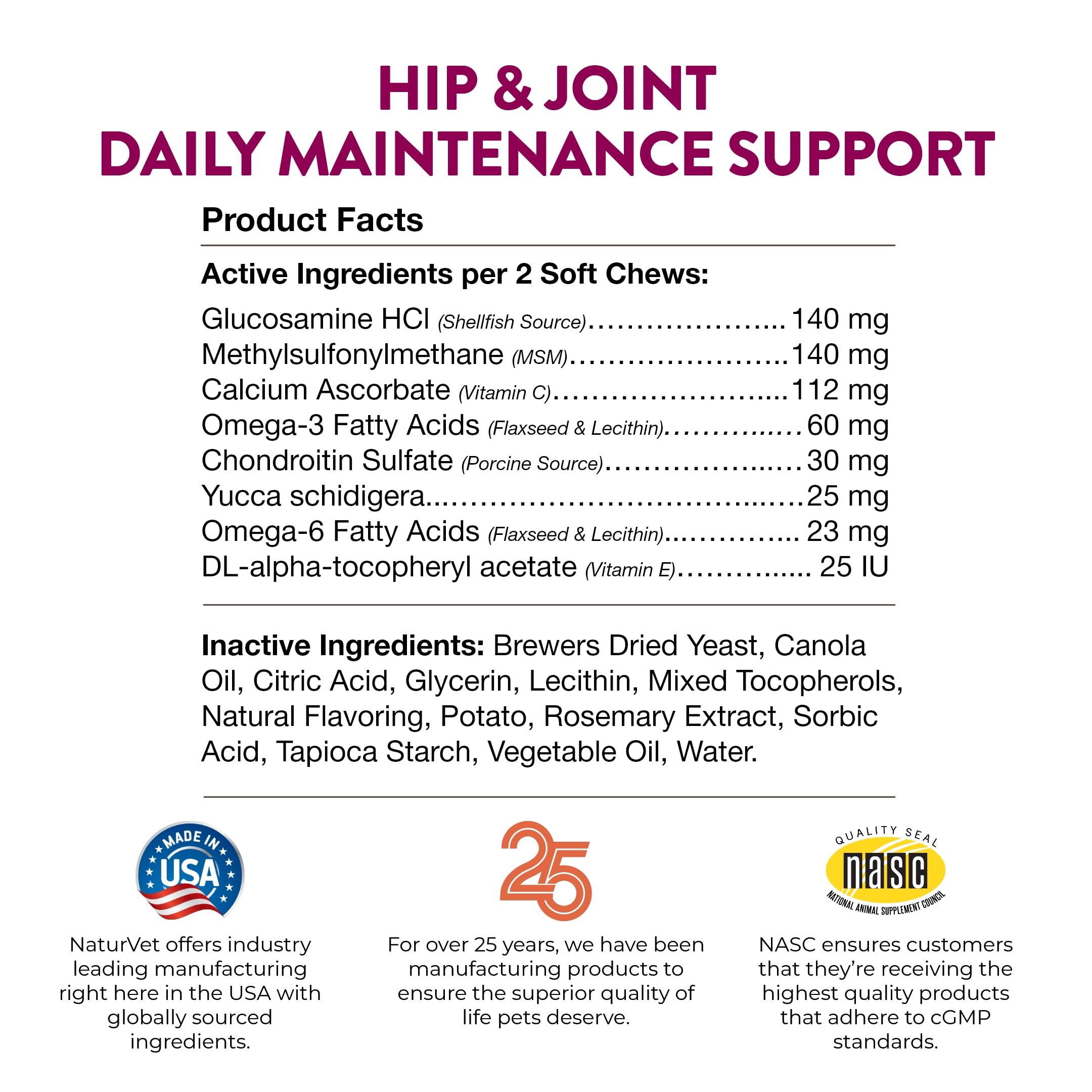 NaturVet hip and joint soft chew bag opened with chews ready to serve