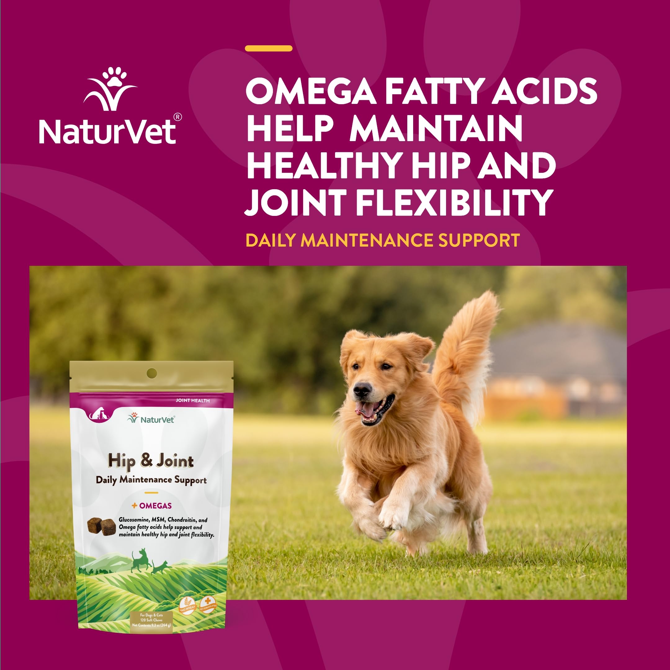 NaturVet hip and joint soft chew ingredients label close-up for transparency