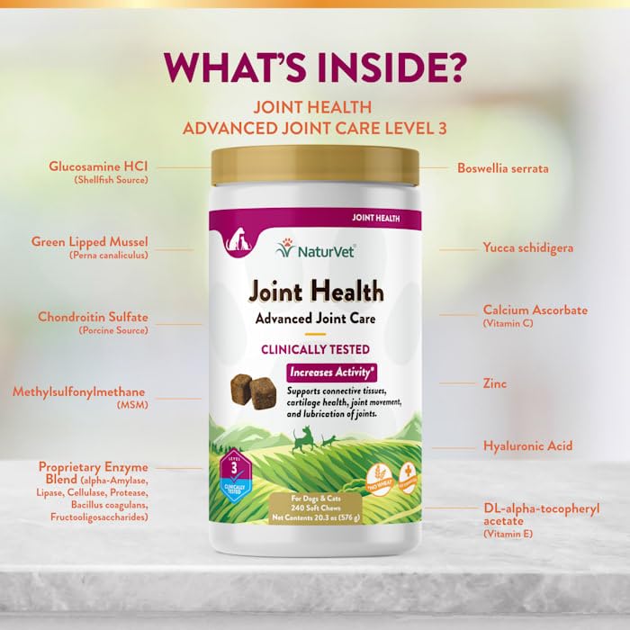 NaturVet Joint Health Level 3 chew in hand showing easy feeding