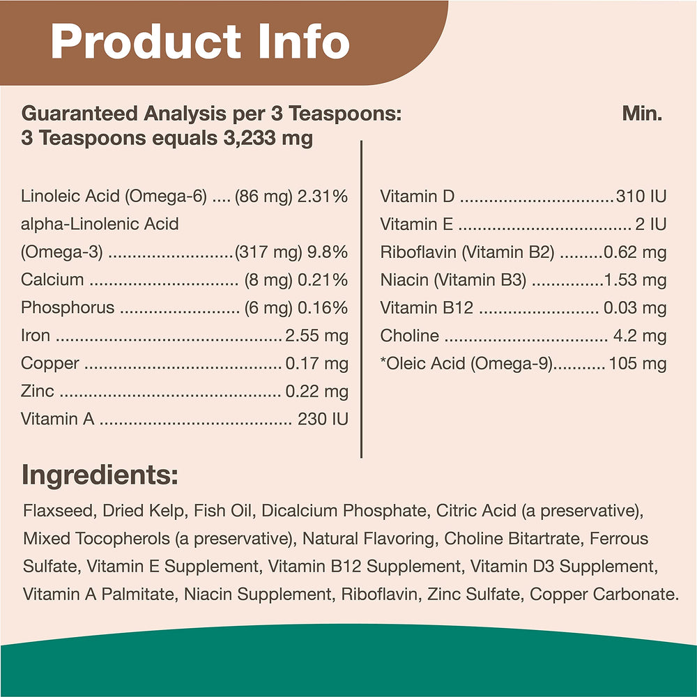 Vet-formulated NaturVet Kelp Help Plus Omegas produced in a cGMP facility