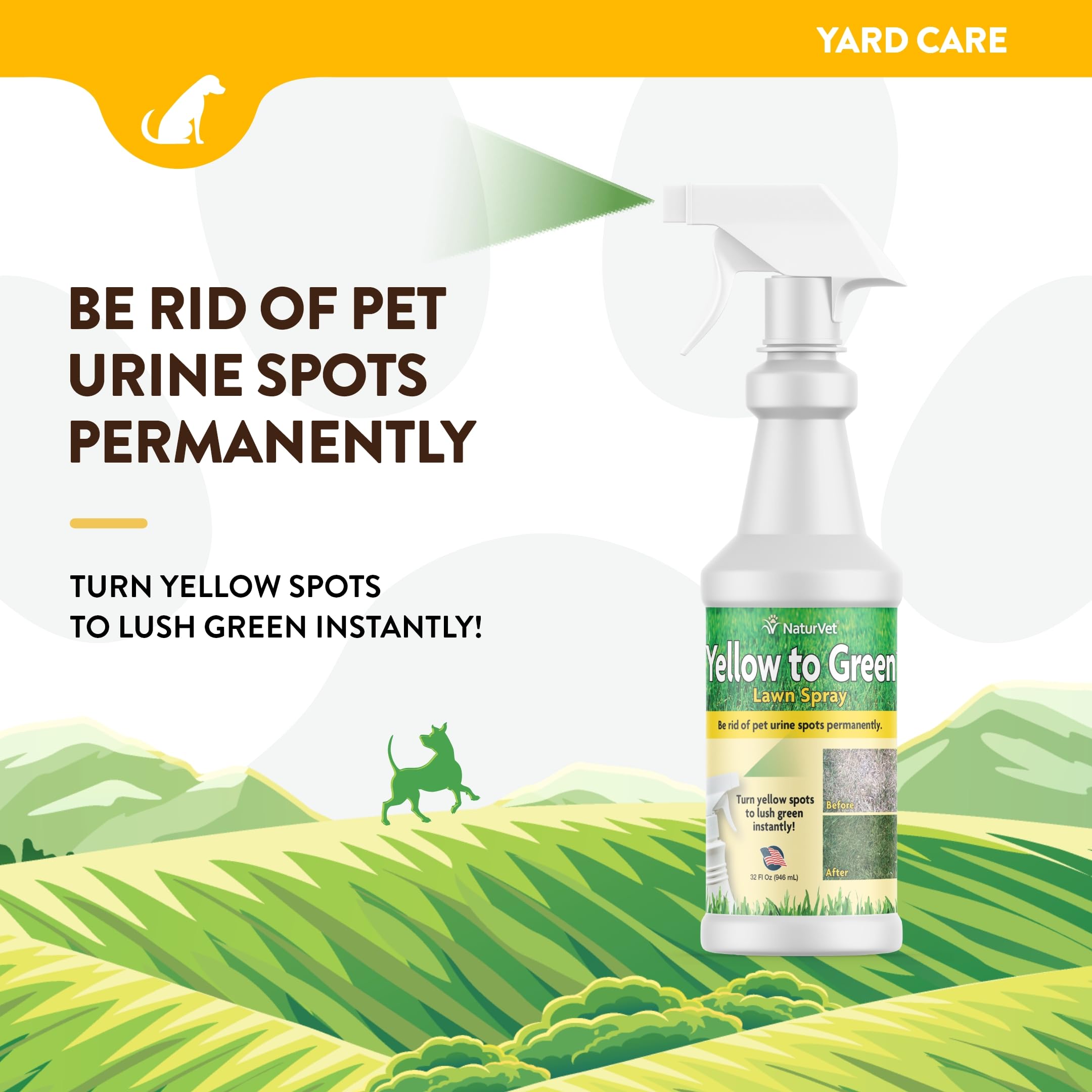 NaturVet lawn spray applied to grass for greener patches