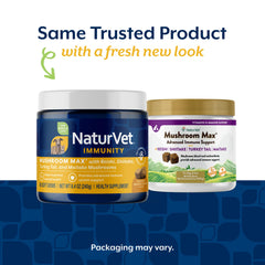 NaturVet Mushroom Max ingredients shiitake close-up highlighting antioxidant support.