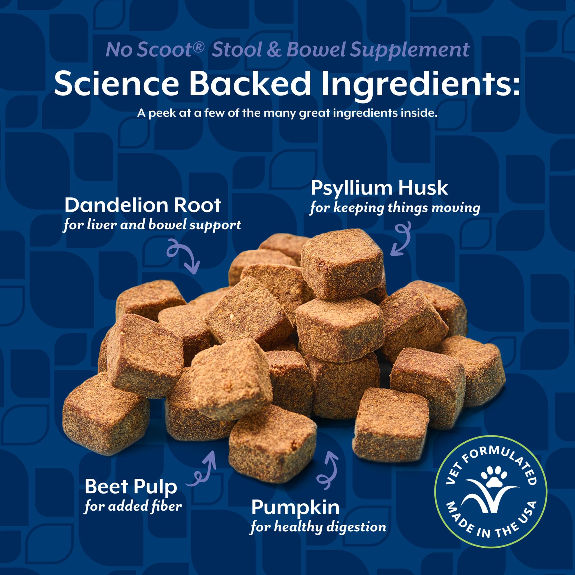 NaturVet No Scoot dog eating: tasty chew encourages daily use for gut-friendly fiber.