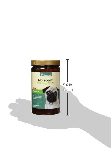NaturVet No Scoot powder added to dog bowl for balanced anal gland support.