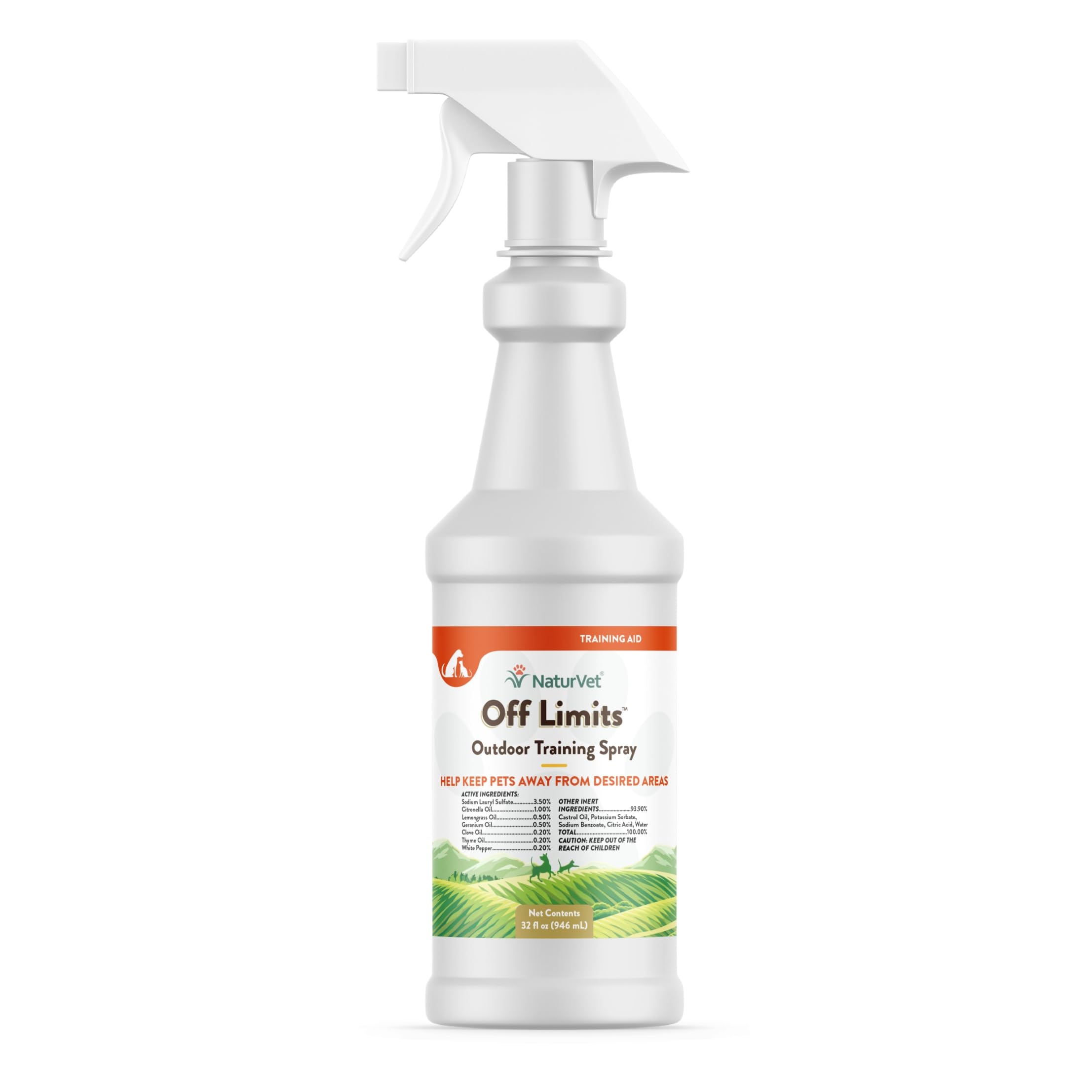NaturVet Off Limits bottle close-up showing herbal deterrent for pets.
