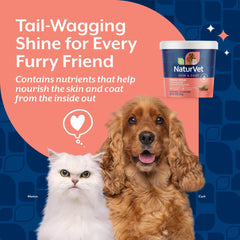 NaturVet Omega-Gold Plus packaging close-up highlights DHA, EPA and omega blends.