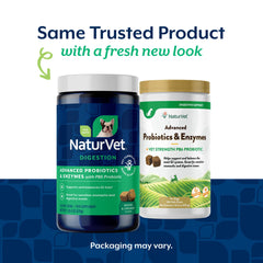 NaturVet PB6 dog digestive health soft chews served in a bowl for easy dosing.