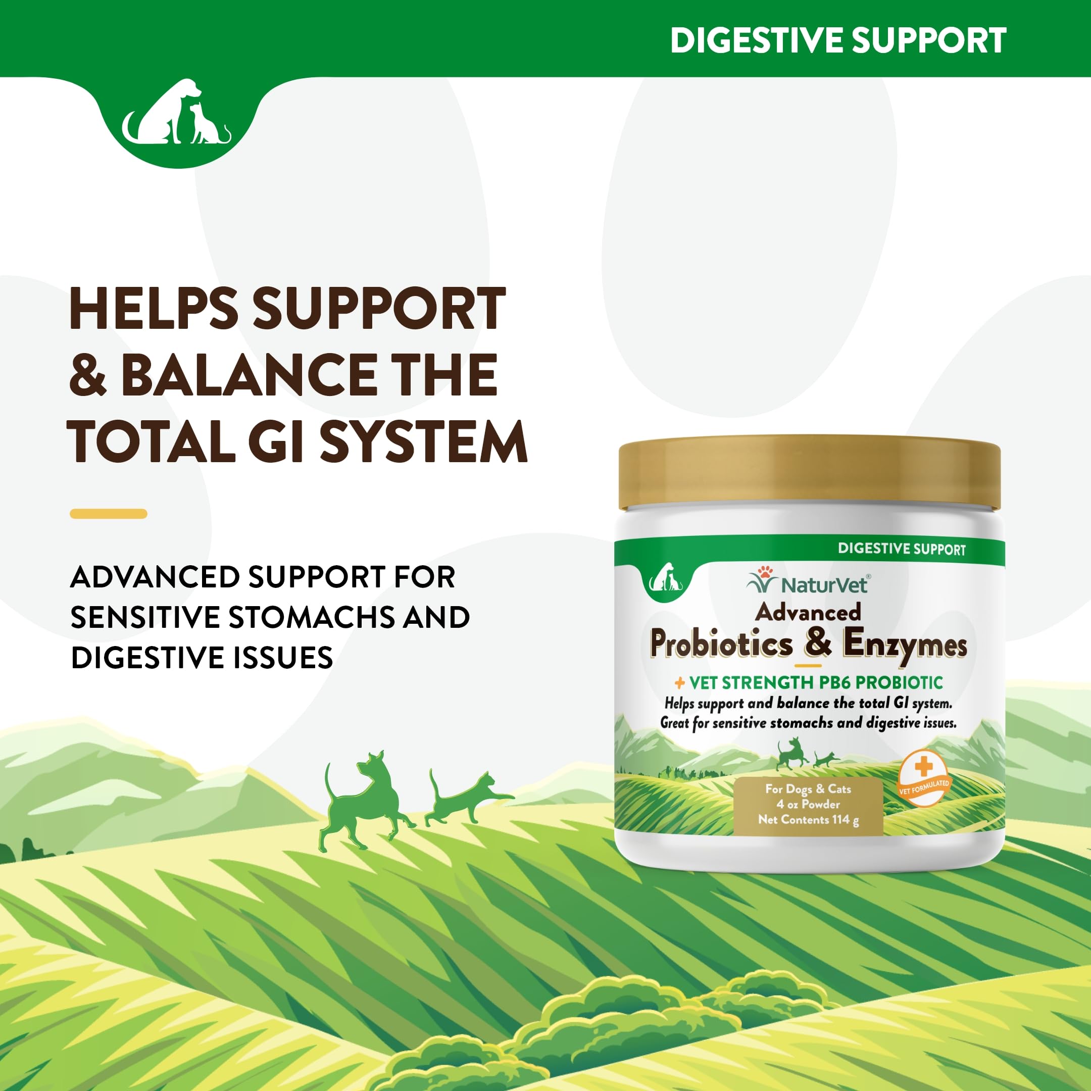 NaturVet PB6 probiotic ingredients label highlights vet-strength formula for digestion