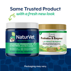 NaturVet PB6 probiotic powder bottle pour enables easy dosing for pet digestion.